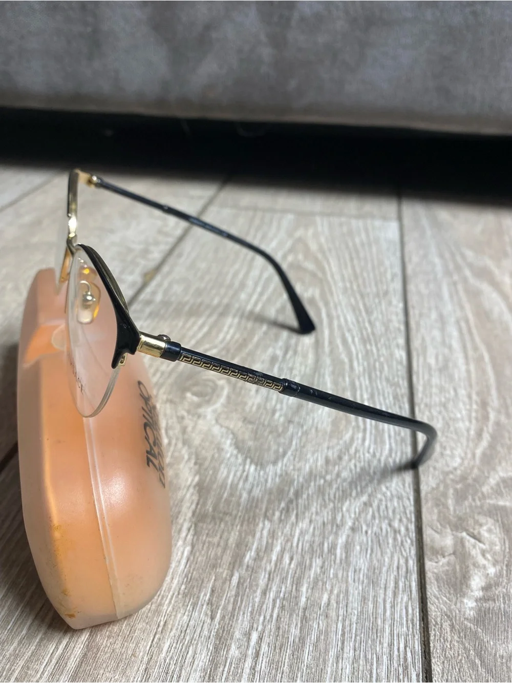 Versace VE1247 Black and Gold Cat Eye Semi-Rimless Eyeglasses Frame 52-17